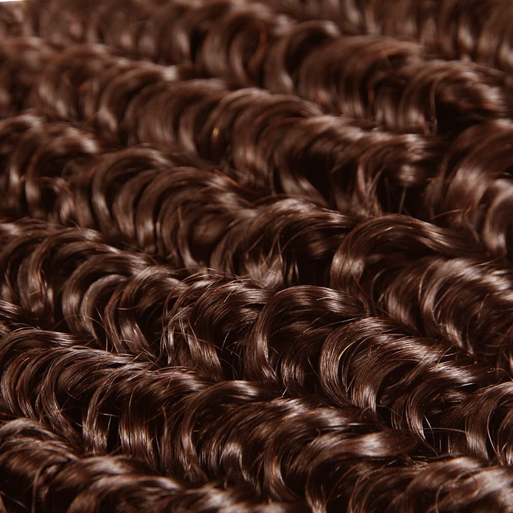 22 24 26 Inch Brown Bundles Light Brown Deep Wave Bundles Human Hair Chocolate Dark Brown Bundles Unprocessed Brazilian Human Hair Extension for Black Women 3 Bundles #4 Bundles