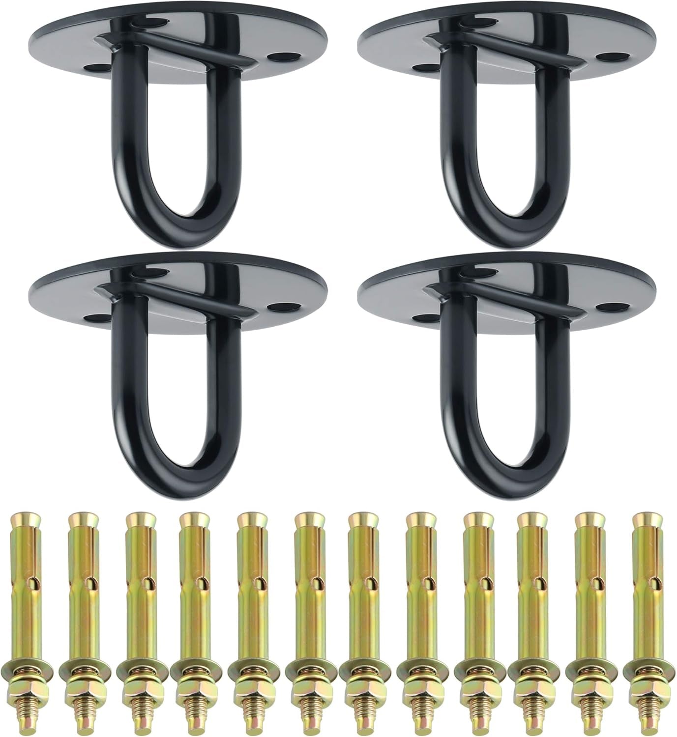 Stainless Steel Black Ceiling Hooks Hammock Swing Hook Hanger Heavy Duty Eyebolt Hanging Kit,Dd004B-4P Pack of 4