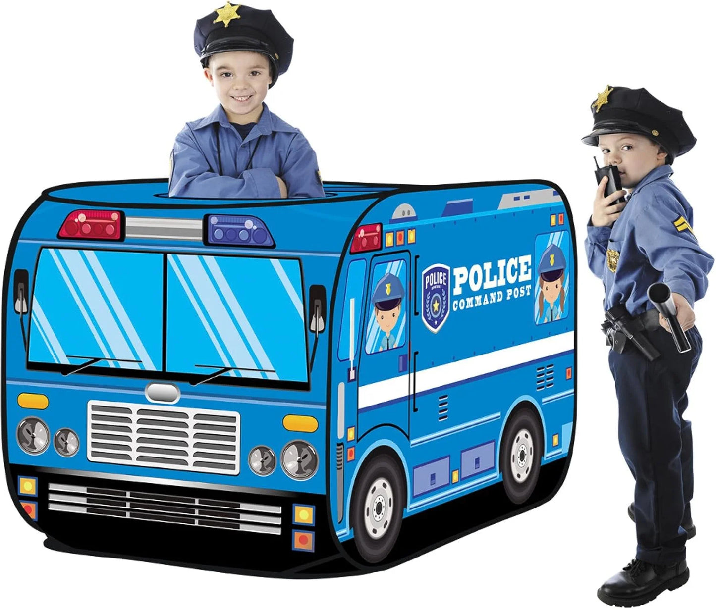 Police Car Pop up Play Tent, Indoor/Outdoor Playhouse for Kids Boys and Girls