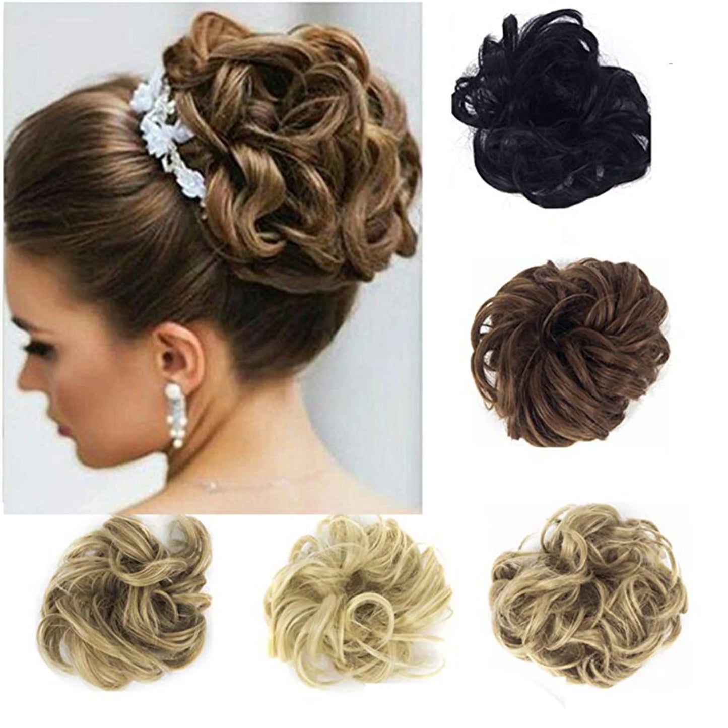Elegant Woman Donut Ponytail Synthetic Hair Pieces and Buns Big Hair Messy Dish Hair Bun Ponytail Extensions Chignon