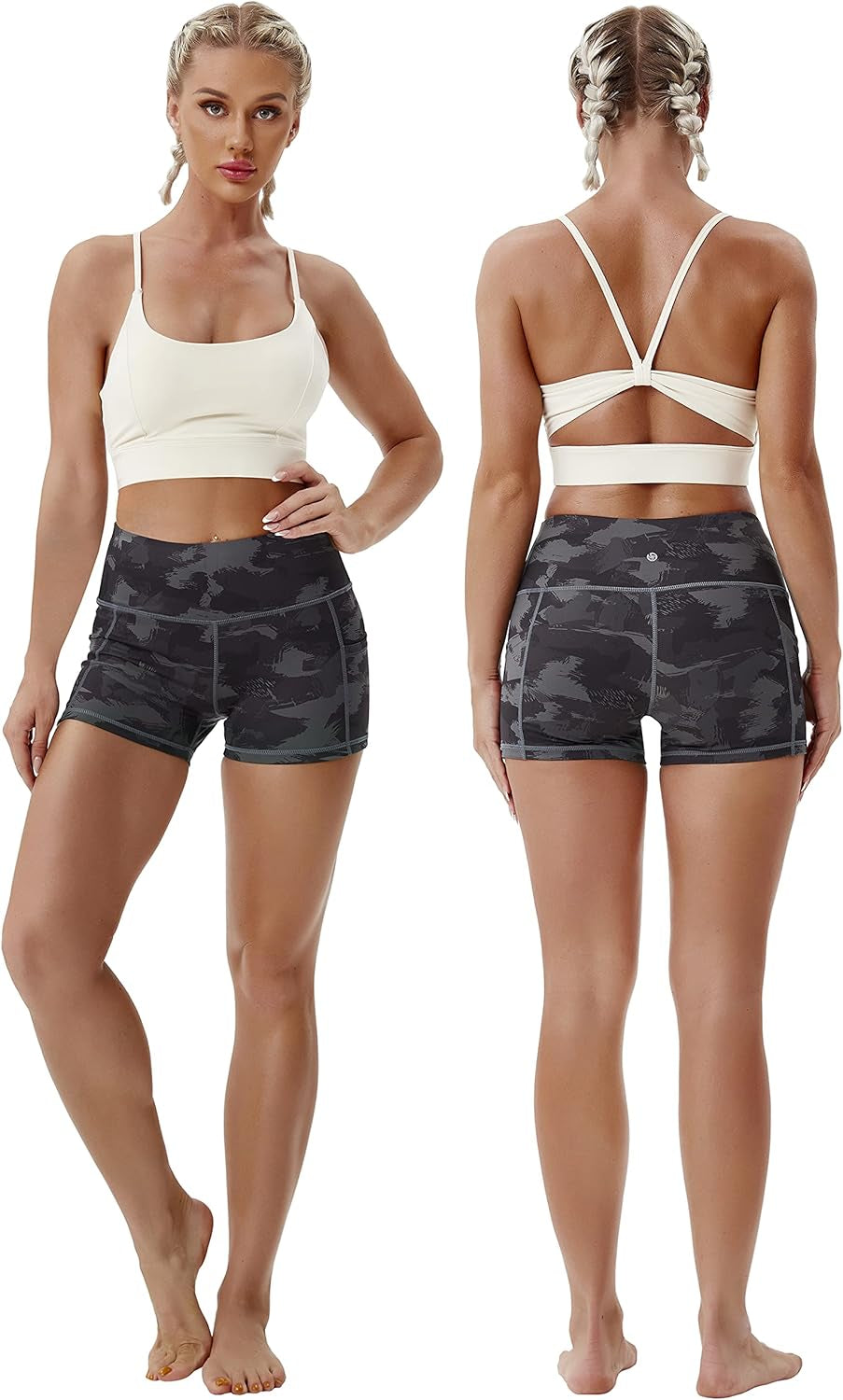 2.5"/4"/5" Basic/Out Pockets Women'S High Waist Tummy Control Yoga Shorts 4 Way Stretch Running Workout Shorts