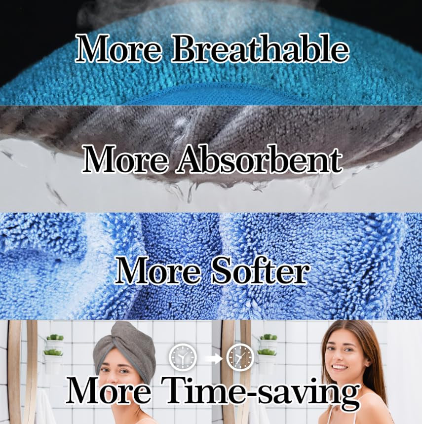 Microfiber Hair Towel Hair Wrap: 2 Pack 10X26 Hair Dryer Towels for Women Absorbent Turban Twist Drying Shower Cap Curly Hair Products for Hair Care Hair Accessories (03 White)