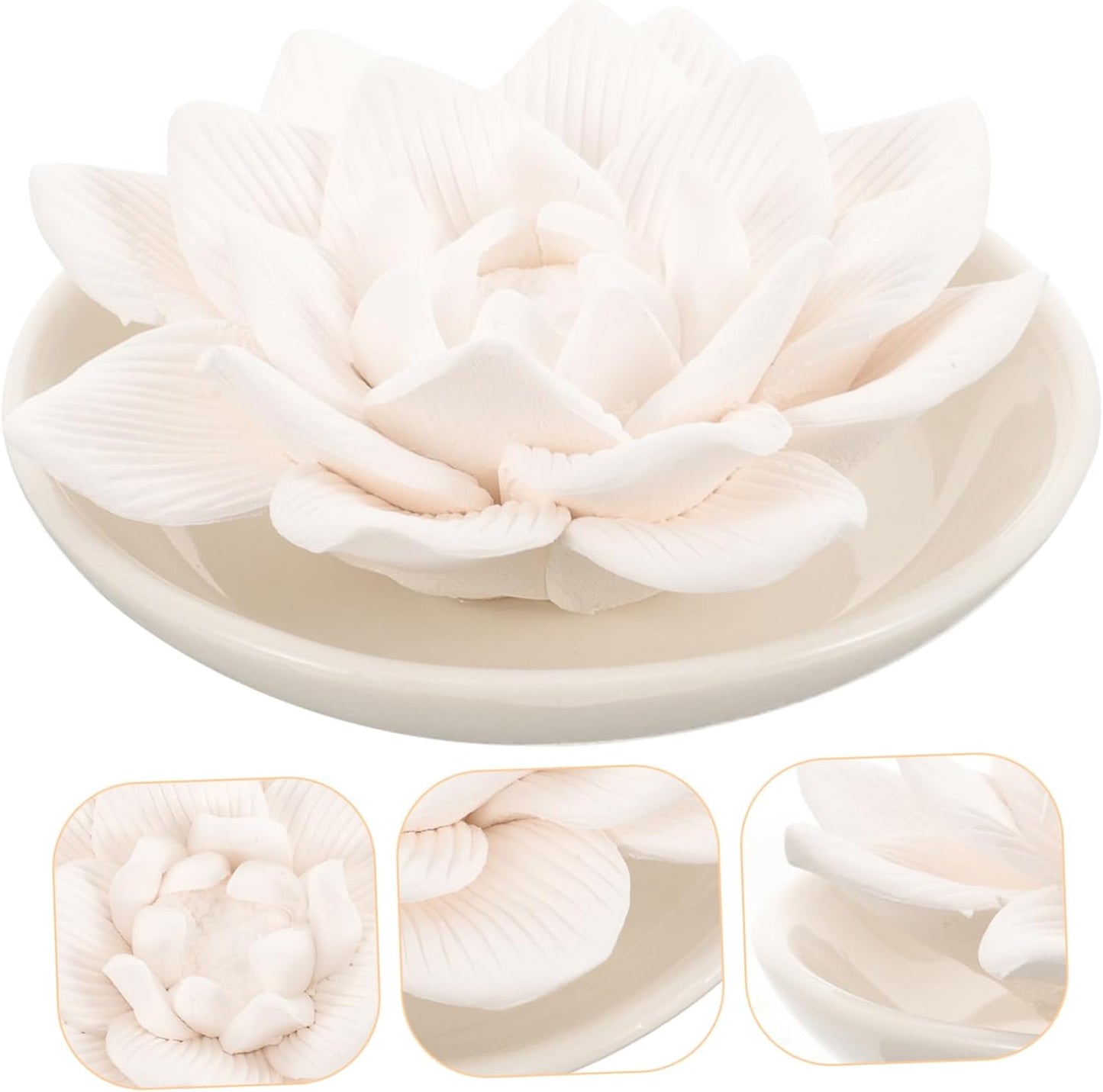 Diffusers for Essential Oils - Passive Diffuser Essential Oil Diffuser Flower Shape Perfume Diffuser Stone for Car, Home, Bedroom, Bathroom, White Butterfly and Lotus, Plaster, 3.34X3.34X0.98Inch