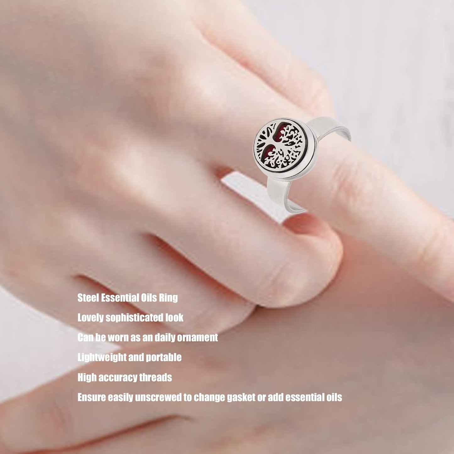 Essential Oil Diffuser Ring, Stainless Steel Ring Opening Adjustable Aromatherapy Essential Oil Ring Portable Jewelry Aromatherapy Diffusers Ring for Women, Girls, Aromatherapy Gifts(Type 1)