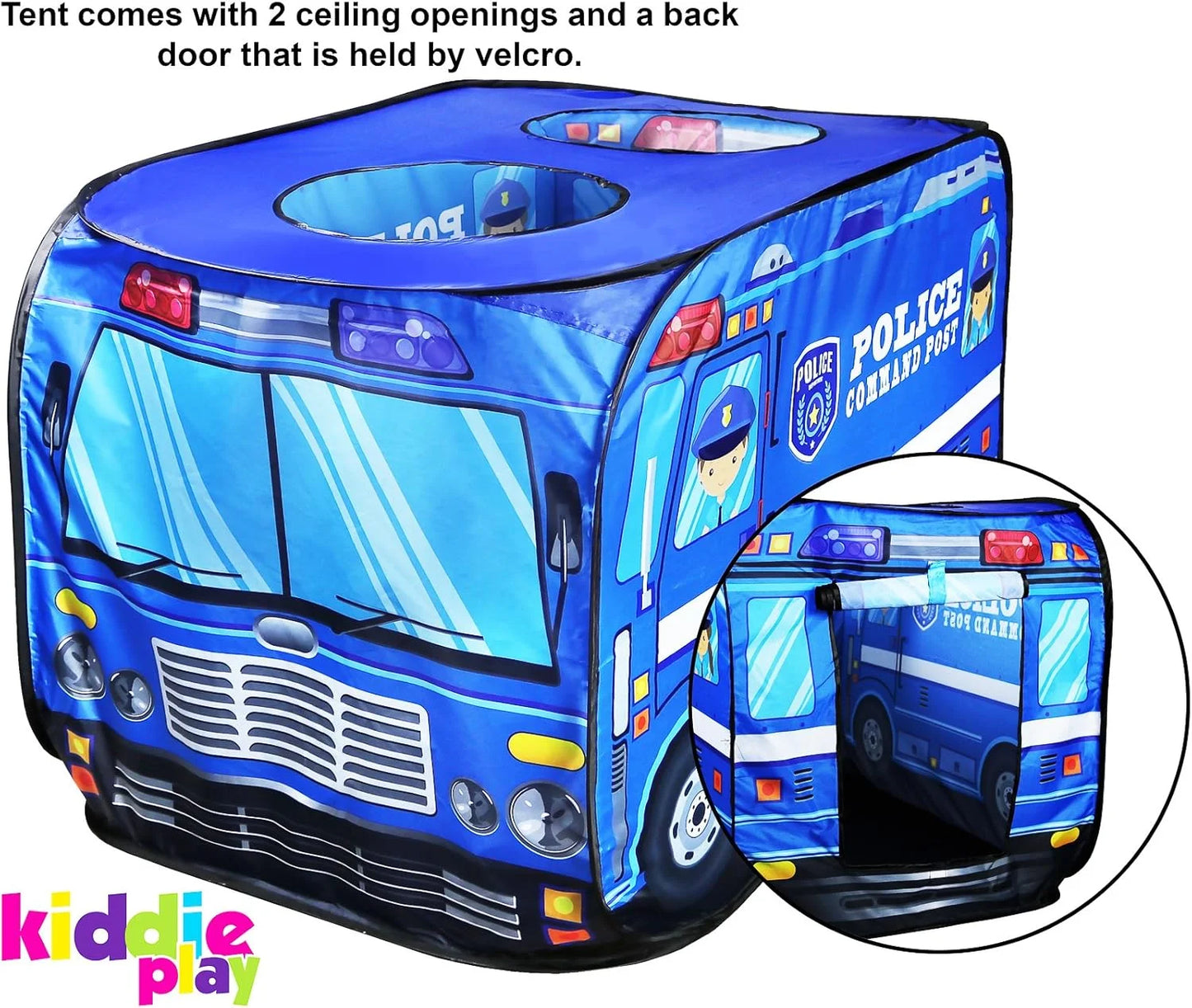 Police Car Pop up Play Tent, Indoor/Outdoor Playhouse for Kids Boys and Girls