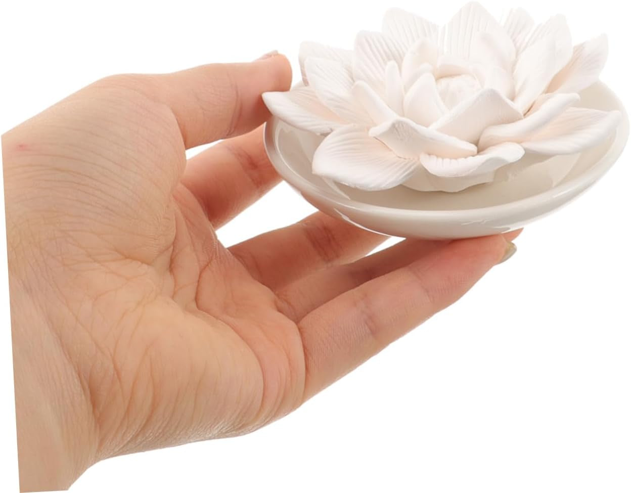 Diffusers for Essential Oils - Passive Diffuser Essential Oil Diffuser Flower Shape Perfume Diffuser Stone for Car, Home, Bedroom, Bathroom, White Butterfly and Lotus, Plaster, 3.34X3.34X0.98Inch