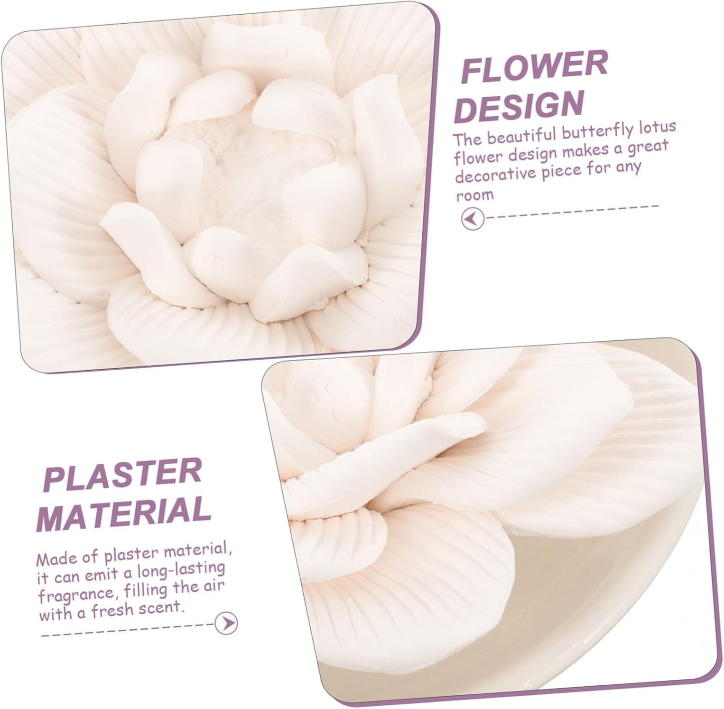Diffusers for Essential Oils - Passive Diffuser Essential Oil Diffuser Flower Shape Perfume Diffuser Stone for Car, Home, Bedroom, Bathroom, White Butterfly and Lotus, Plaster, 3.34X3.34X0.98Inch