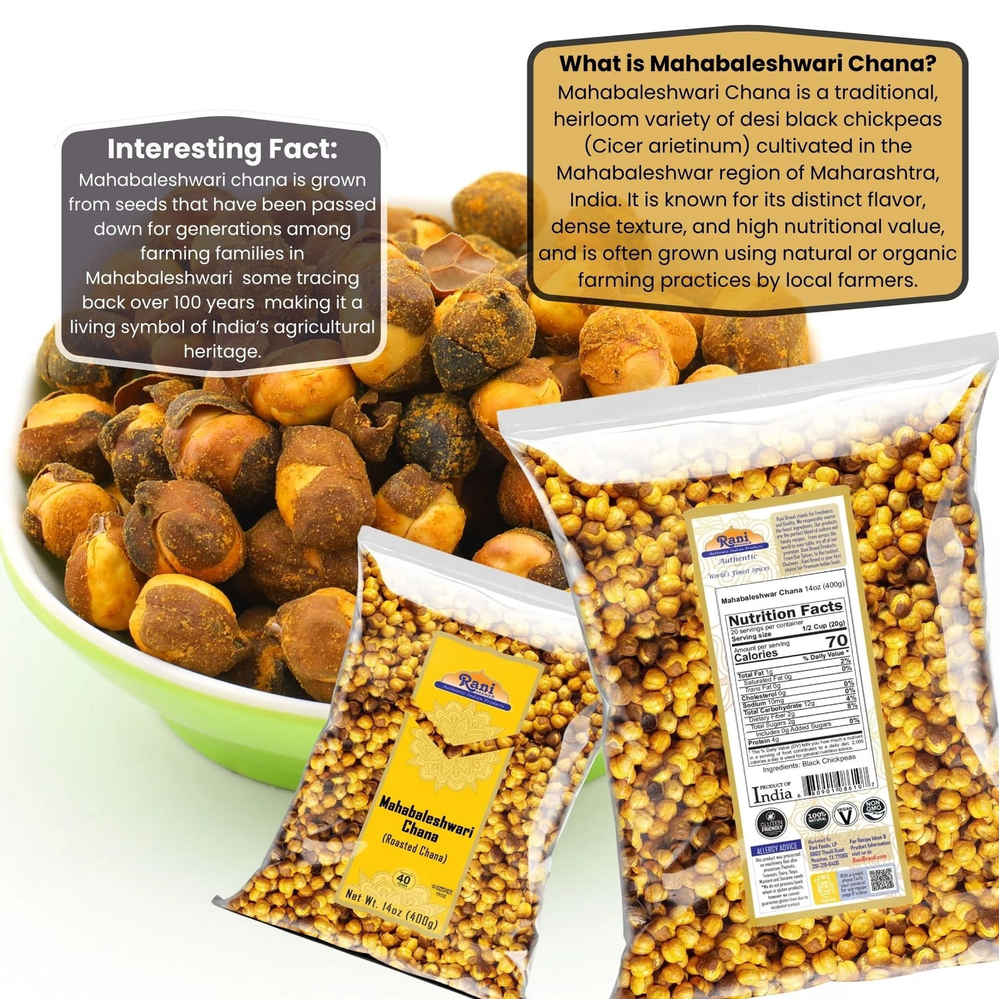 Rani Mahabaleshwari Chana 14Oz (400G) ~ All Natural | Gluten Friendly | NON-GMO | Kosher | Vegan