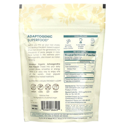 Organic Ashwagandha Powder, Adaptogenic Superfood for Protein Shakes & Smoothies, 7.9 Oz, 3 Month Supply