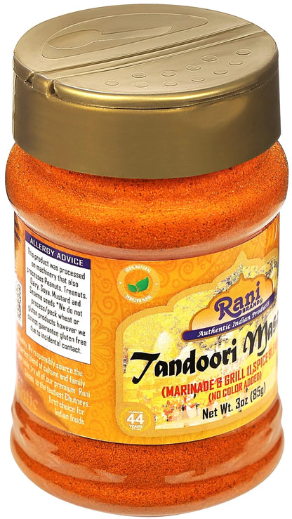 Rani Tandoori Masala (Natural, No Colors Added) Indian 11-Spice Blend 3Oz (85G) PET Jar ~ Salt Free | Vegan | Gluten Friendly | NON-GMO | Kosher | Indian Origin