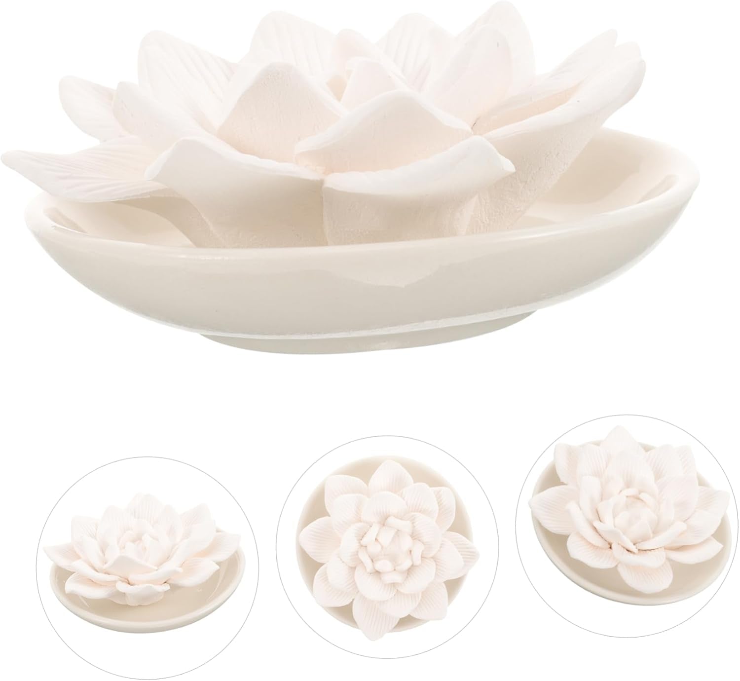 Diffusers for Essential Oils - Passive Diffuser Essential Oil Diffuser Flower Shape Perfume Diffuser Stone for Car, Home, Bedroom, Bathroom, White Butterfly and Lotus, Plaster, 3.34X3.34X0.98Inch