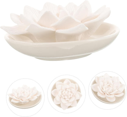 Diffusers for Essential Oils - Passive Diffuser Essential Oil Diffuser Flower Shape Perfume Diffuser Stone for Car, Home, Bedroom, Bathroom, White Butterfly and Lotus, Plaster, 3.34X3.34X0.98Inch