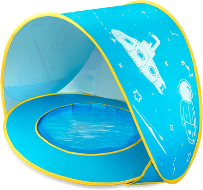 Baby Beach Tent,  Pop up Baby Tent for Beach, UPF 50+ Summer Shade Tent, Sun Baby Beach Umbrella for Infant with Pool, Blue