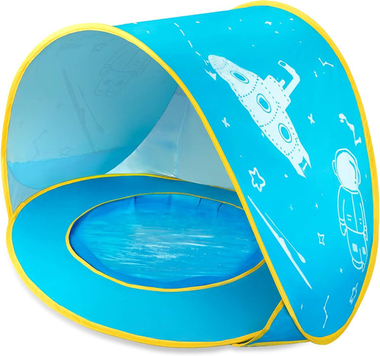 Baby Beach Tent,  Pop up Baby Tent for Beach, UPF 50+ Summer Shade Tent, Sun Baby Beach Umbrella for Infant with Pool, Blue