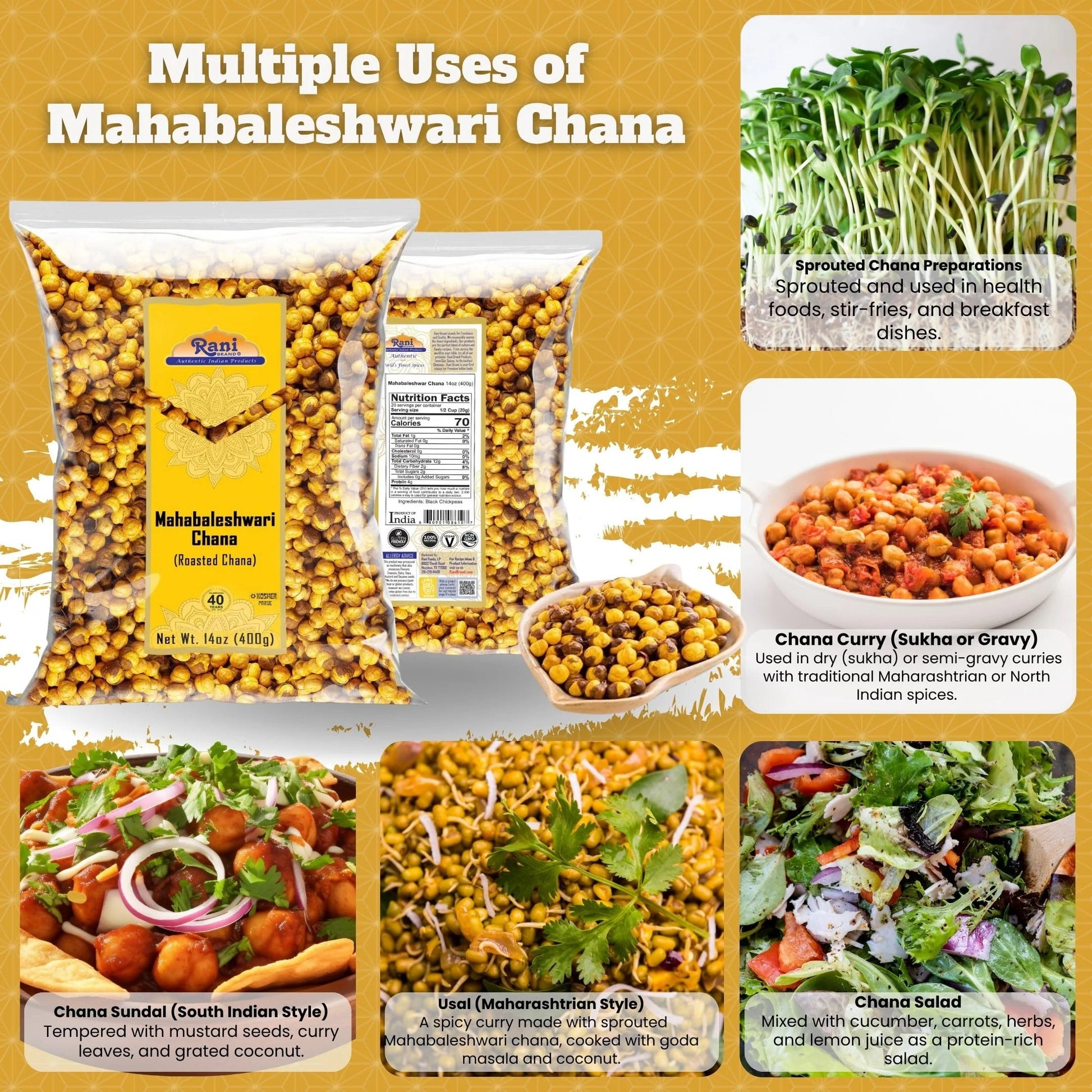 Rani Mahabaleshwari Chana 14Oz (400G) ~ All Natural | Gluten Friendly | NON-GMO | Kosher | Vegan