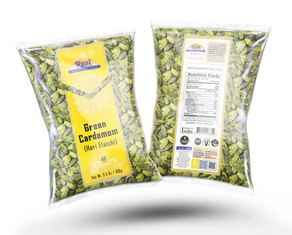 Rani Green Cardamom Pods Spice (Hari Elachi) 3.5Oz (100G) ~ All Natural | Vegan | Gluten Friendly | NON-GMO | Kosher | Product of India
