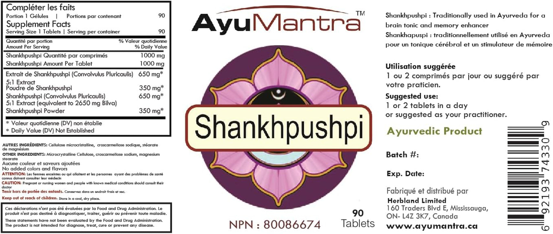 Shankhpushpi Tablets - 1000Mg, 90 Tablets | Supports Healthy Nervous System & Cognitive Function | USDA Non-Gmo, Vegan, Gluten-Free