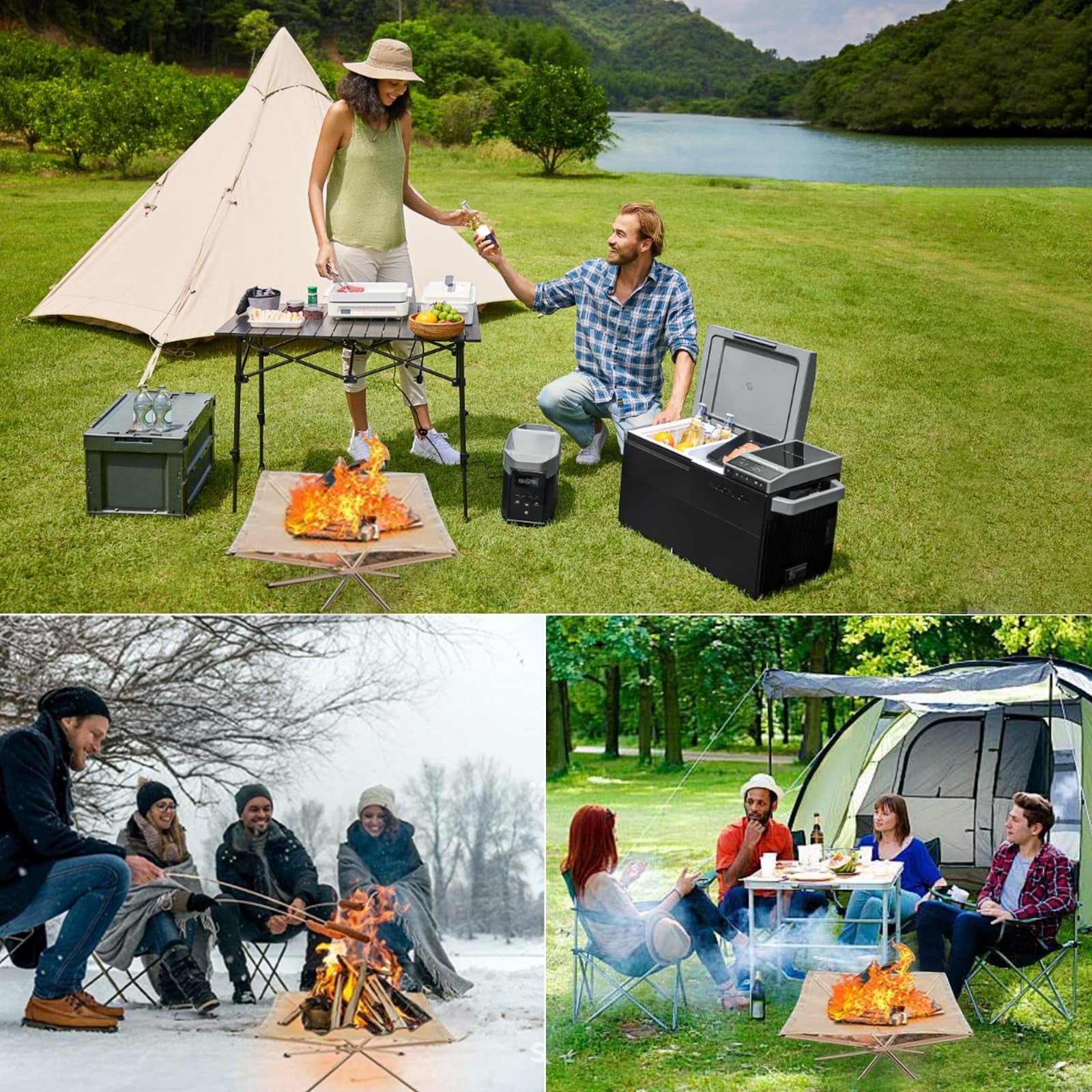 22″Portable Fire Pit for Camping Large Upgrade Collapsing Stainless Steel Mesh