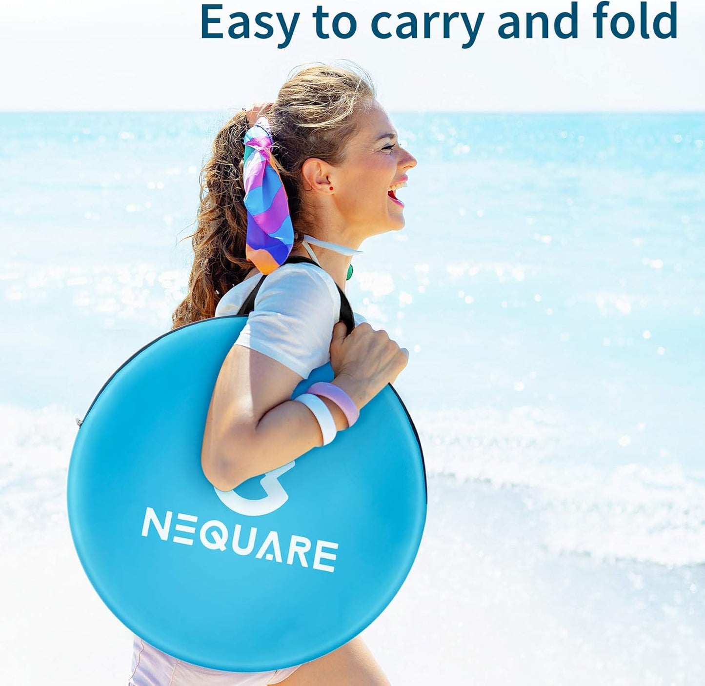 Baby Beach Tent,  Pop up Baby Tent for Beach, UPF 50+ Summer Shade Tent, Sun Baby Beach Umbrella for Infant with Pool, Blue