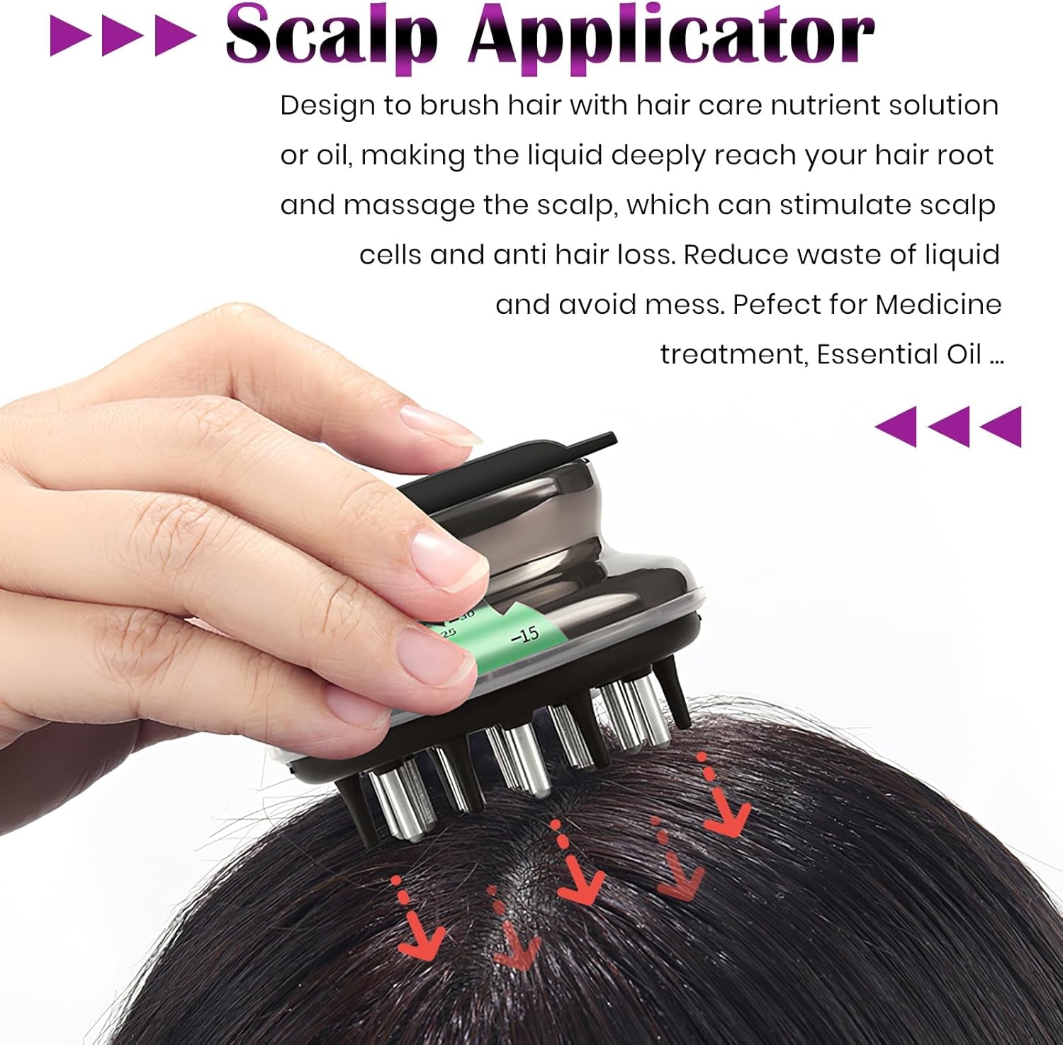 Scalp Massager, Scalp Applicator Comb, Hair Brush for Hair Oil Serum - Relaxing Head Massage, Precise Application, and Hair Growth (Gold)