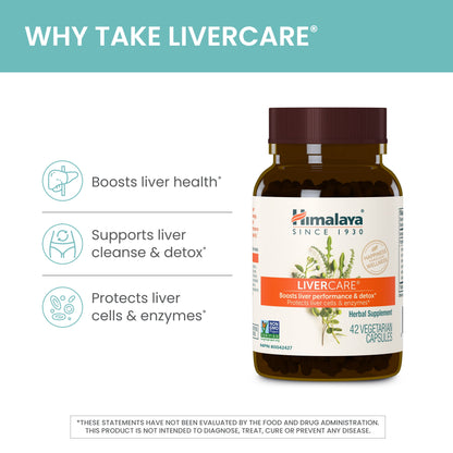 Livercare for Total Liver Support, Cleanse and Detox, Protects Cells & Enzymes, 375 Mg, 42 Capsules