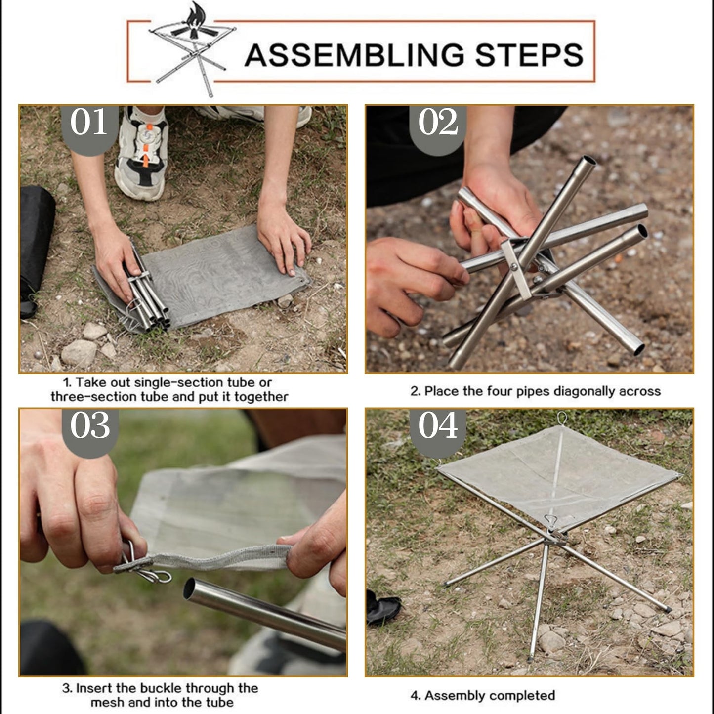 22″Portable Fire Pit for Camping Large Upgrade Collapsing Stainless Steel Mesh