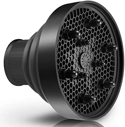 Universal Collapsible Hair Dryer Diffuser Attachment- Salon Grade Tool,Lightweight Foldable Portable Travel Folding Design Fit Most of Blow Dryers-Black