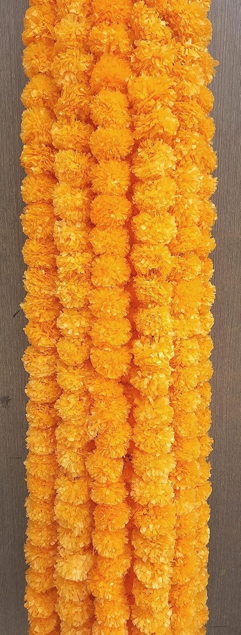 10 PC - 5 Feet Light Orange Marigold Garland |Indian/American Wedding Party Mantle Decoration, Faux Garlands Wedding Garland, Diwali Decoration, Spring Bush Floral!