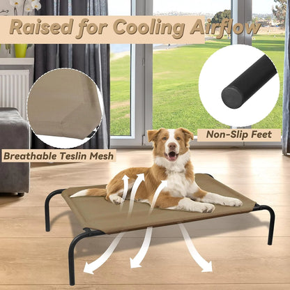 Elevated Dog Bed, Cooling Raised Dog Cot Bed, 43.5"L X 25.5"W X 7.8"H (Medium, Brown)