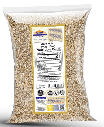 Rani Little Millet (Panicum Sumatrense) Whole Ancient Grain Seeds 28Oz (800G) ~ All Natural | Gluten Friendly | NON-GMO | Kosher | Vegan | Indian Origin | Kutki / Shavan / Saamai / Sama Kannada