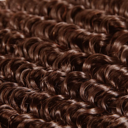 22 24 26 Inch Brown Bundles Light Brown Deep Wave Bundles Human Hair Chocolate Dark Brown Bundles Unprocessed Brazilian Human Hair Extension for Black Women 3 Bundles #4 Bundles