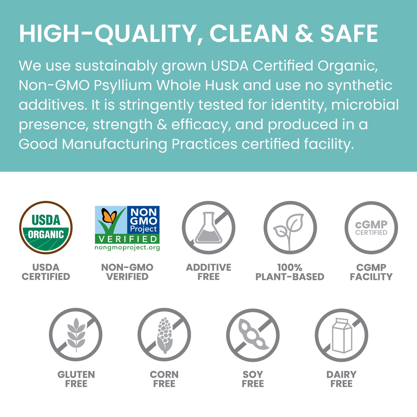 Organic Psyllium Whole Husk for Daily Fiber, Weight Management and Glucose Support, 12 Oz