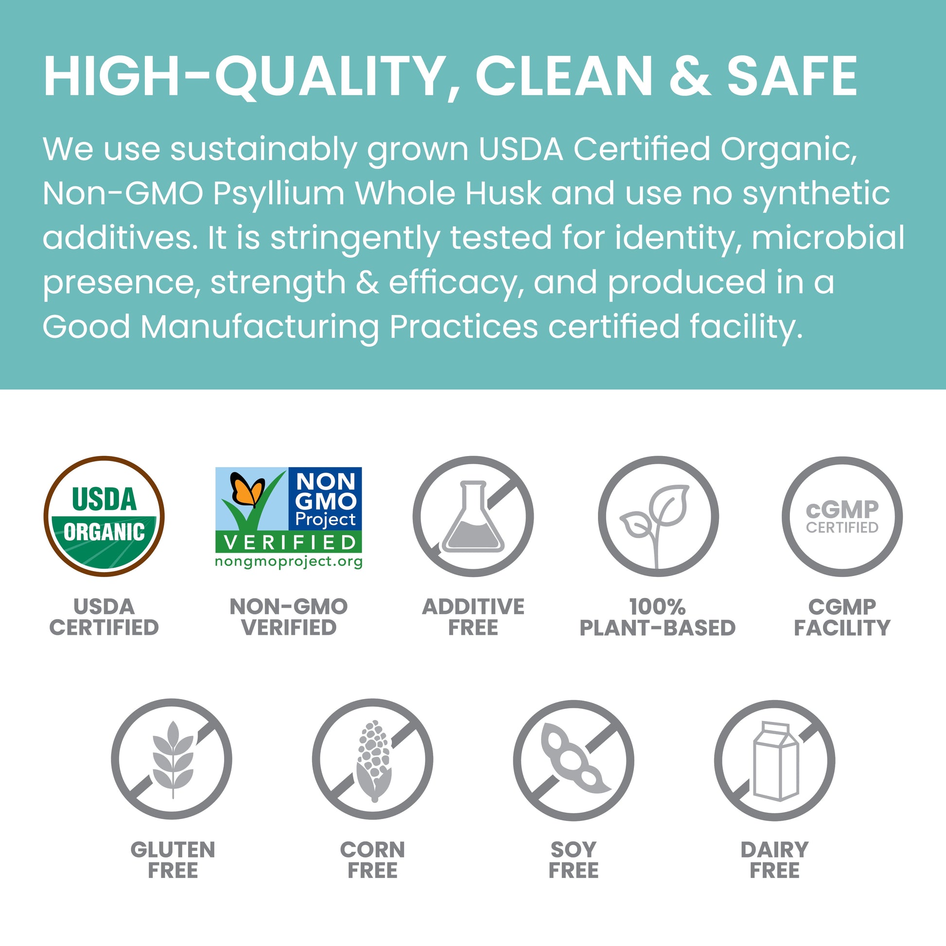 Organic Psyllium Whole Husk for Daily Fiber, Weight Management and Glucose Support, 12 Oz
