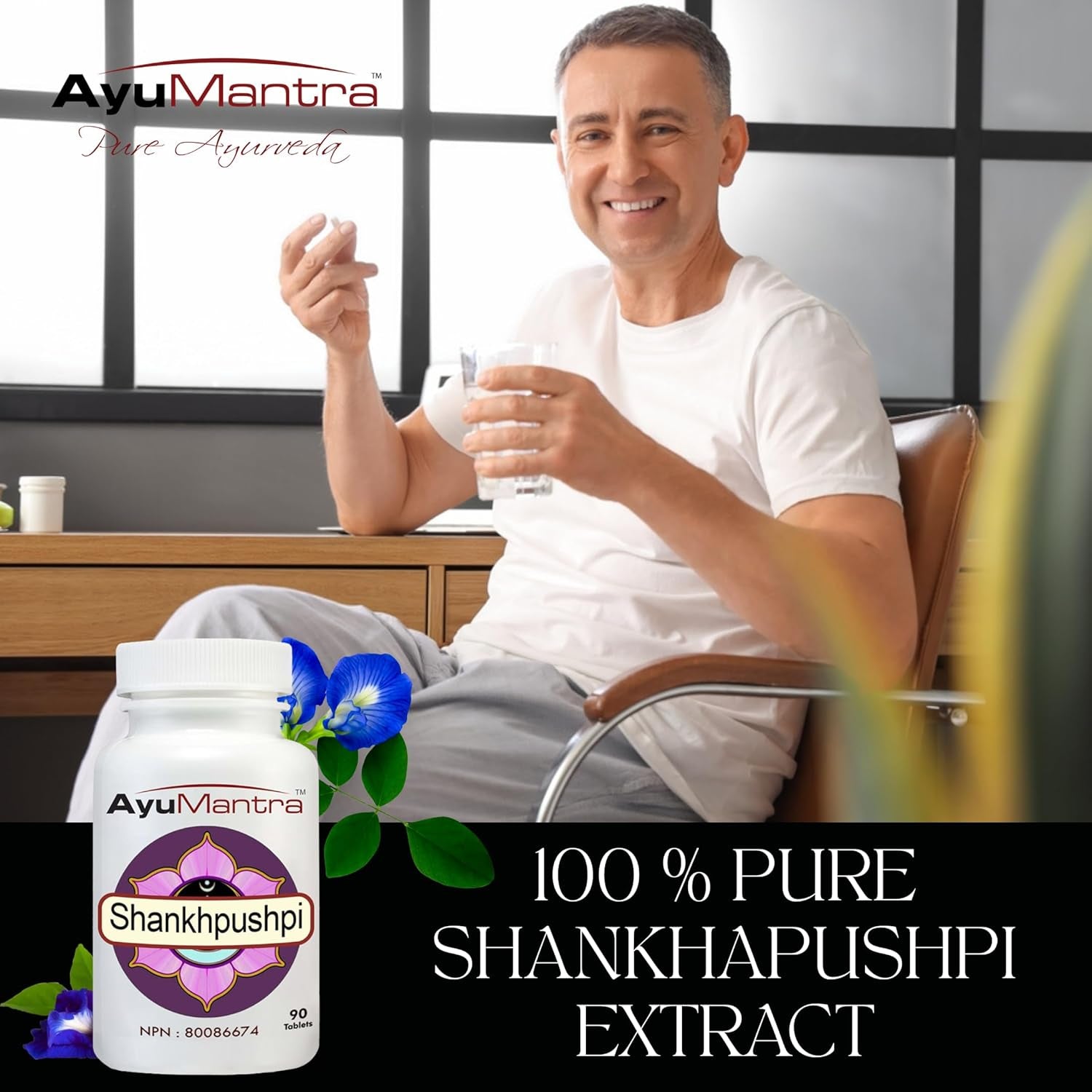 Shankhpushpi Tablets - 1000Mg, 90 Tablets | Supports Healthy Nervous System & Cognitive Function | USDA Non-Gmo, Vegan, Gluten-Free