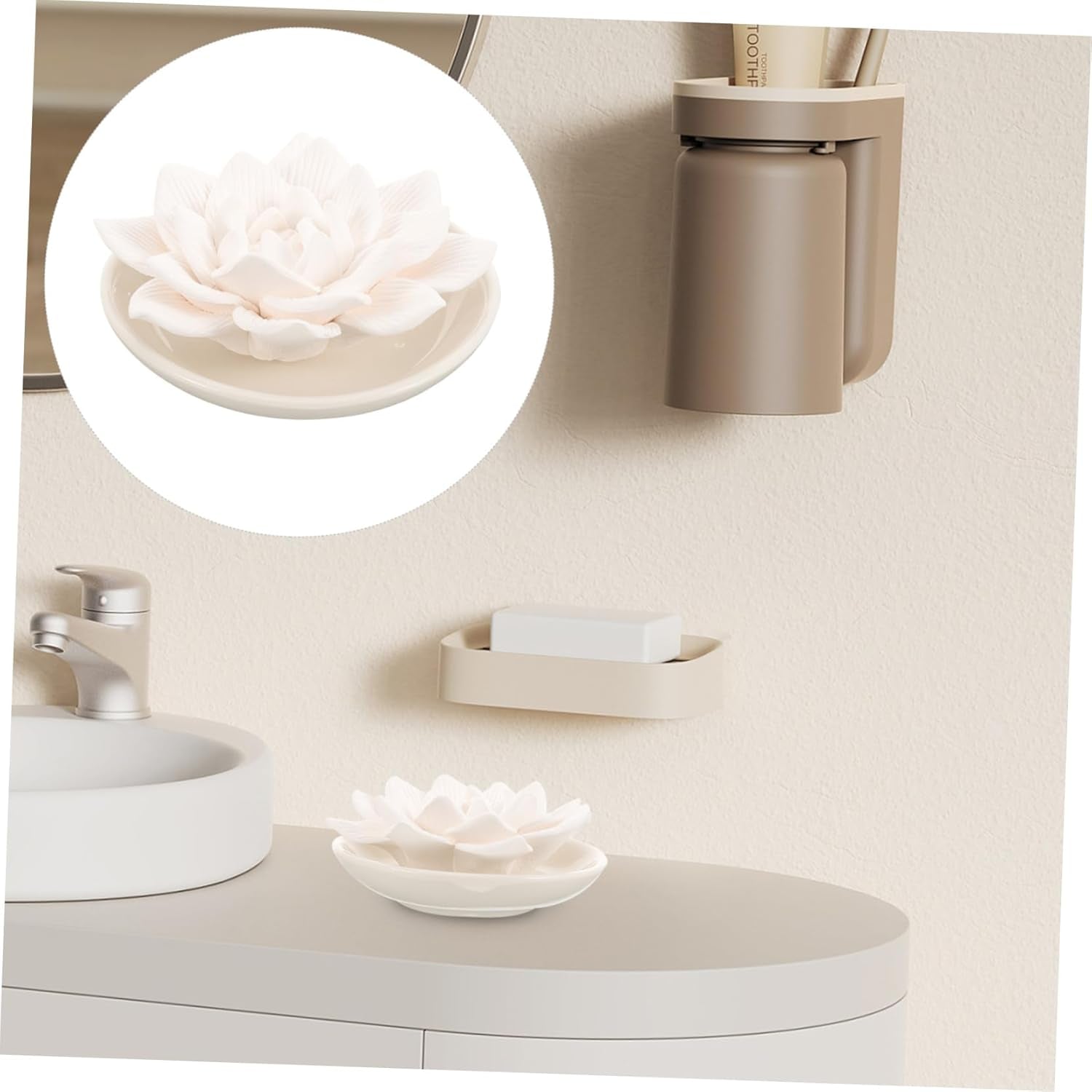 Diffusers for Essential Oils - Passive Diffuser Essential Oil Diffuser Flower Shape Perfume Diffuser Stone for Car, Home, Bedroom, Bathroom, White Butterfly and Lotus, Plaster, 3.34X3.34X0.98Inch
