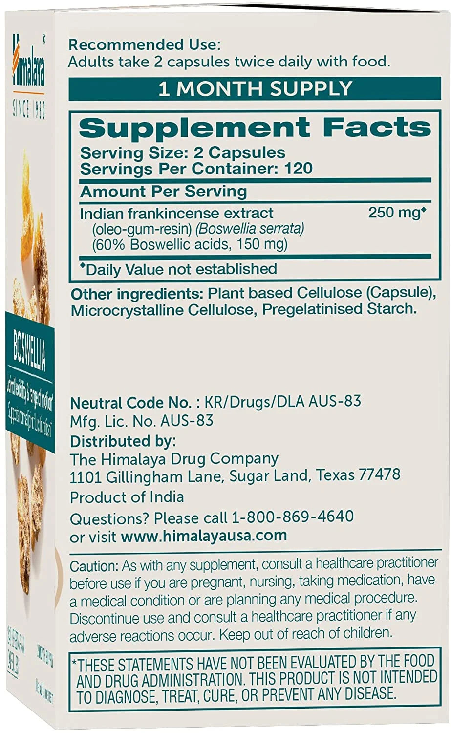 Boswellia Supplement, Joint Support for Mobility and Flexibility, 250 Mg, 240 Capsules
