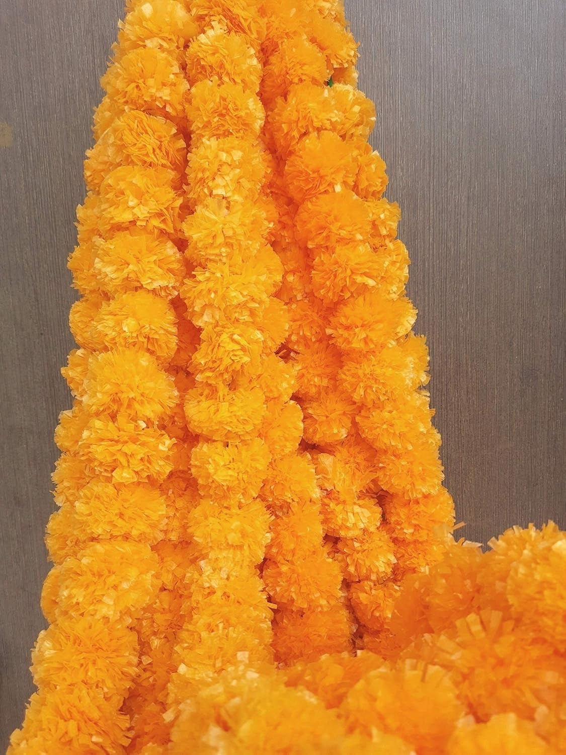 10 PC - 5 Feet Light Orange Marigold Garland |Indian/American Wedding Party Mantle Decoration, Faux Garlands Wedding Garland, Diwali Decoration, Spring Bush Floral!