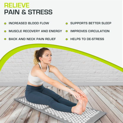 Acupressure Mat and Pillow Set for Back/Neck Pain Relief and Muscle Relaxation