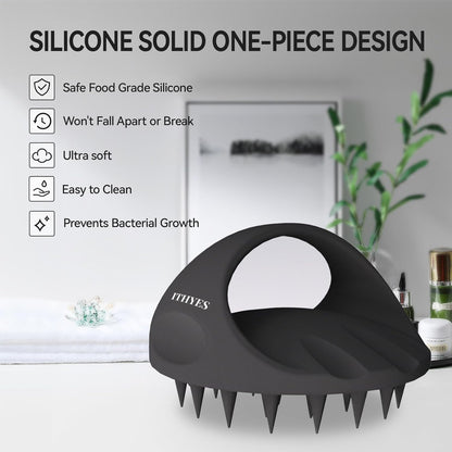 38 Finger Enlarged Scalp Massager Hair Growth,Head Massager,Silicone Scalp Brush Shampoo Brush for Hair Care,Scalp Scrubber,Hair Brush Wet Dry Comb,Scalp Exfoliator for Men Women,1 Pack,Black