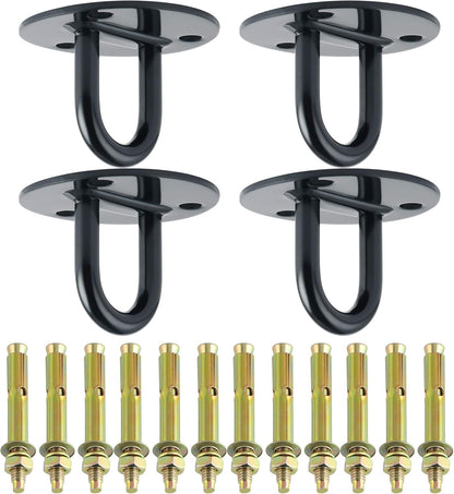 Stainless Steel Black Ceiling Hooks Hammock Swing Hook Hanger Heavy Duty Eyebolt Hanging Kit,Dd004B-4P Pack of 4