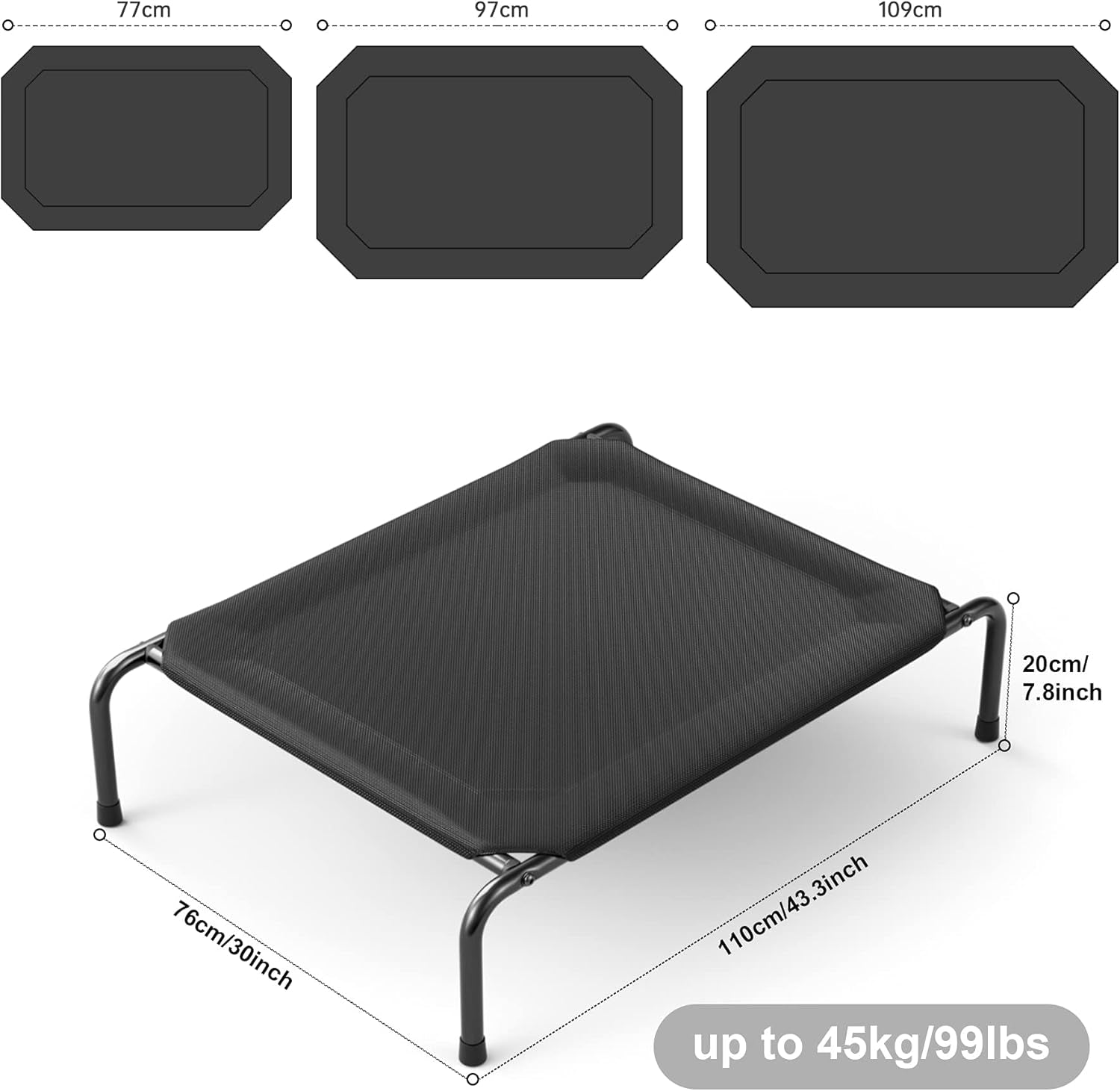 Elevated Dog Bed for Small Medium Large Dogs and Pets Portable Raised Pet Cooling Cot with Breathable Mesh Durable Frame Washable Ped Bed for Camping or Beach Indoor or Outdoor Use, a M