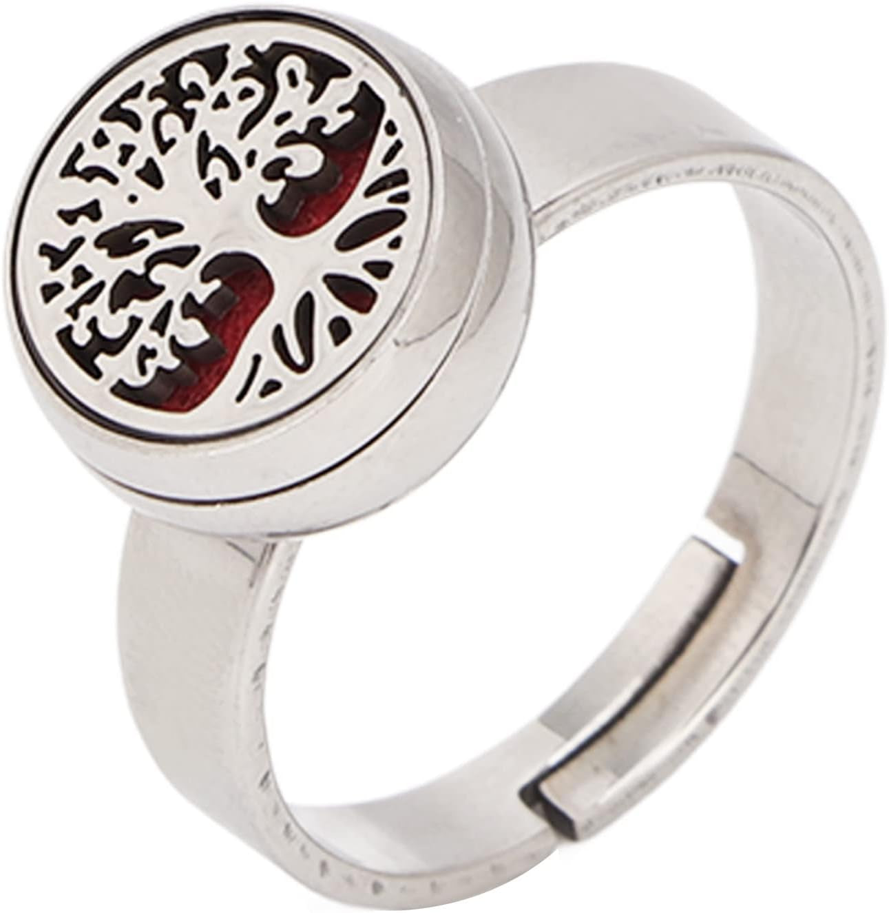 Essential Oil Diffuser Ring, Stainless Steel Ring Opening Adjustable Aromatherapy Essential Oil Ring Portable Jewelry Aromatherapy Diffusers Ring for Women, Girls, Aromatherapy Gifts(Type 1)