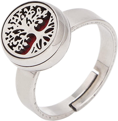 Essential Oil Diffuser Ring, Stainless Steel Ring Opening Adjustable Aromatherapy Essential Oil Ring Portable Jewelry Aromatherapy Diffusers Ring for Women, Girls, Aromatherapy Gifts(Type 1)