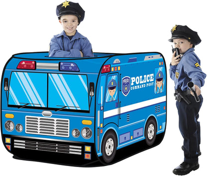 Police Car Pop up Play Tent, Indoor/Outdoor Playhouse for Kids Boys and Girls