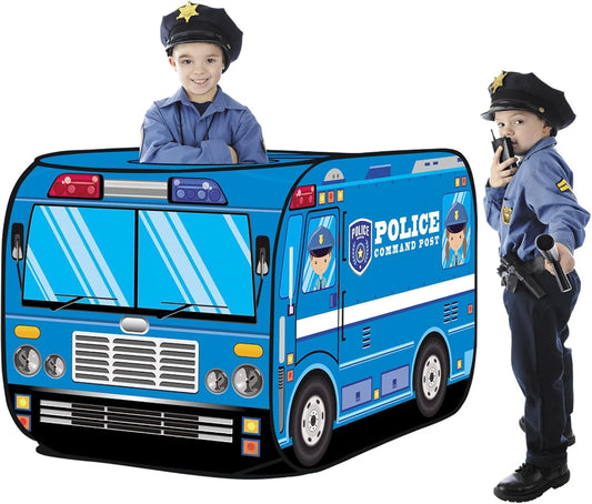 Police Car Pop up Play Tent, Indoor/Outdoor Playhouse for Kids Boys and Girls