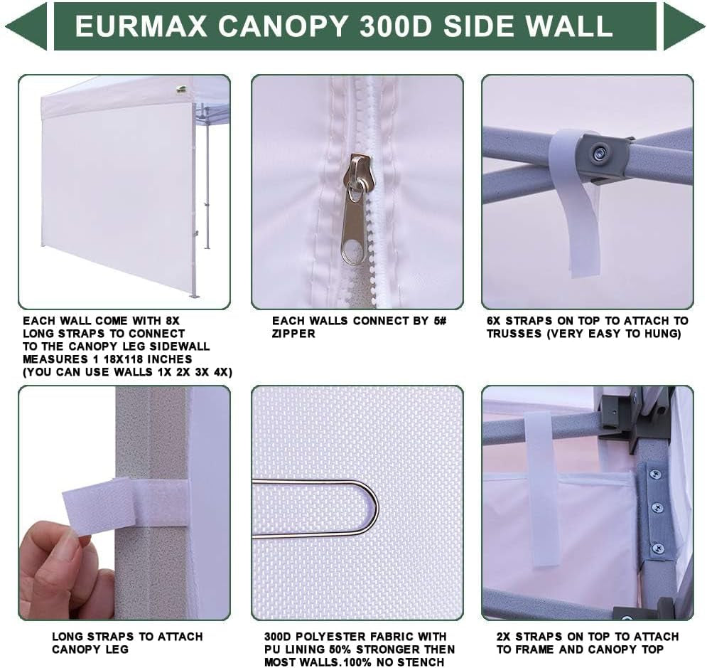 USA Instant Canopy Sunwall Tent Sidewalls for 10X10 Pop up Canopy Tent,1 Pack Sidewall Only (Burgundy)