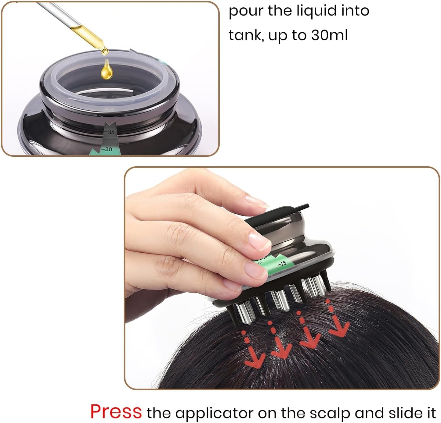 Scalp Massager, Scalp Applicator Comb, Hair Brush for Hair Oil Serum - Relaxing Head Massage, Precise Application, and Hair Growth (Gold)