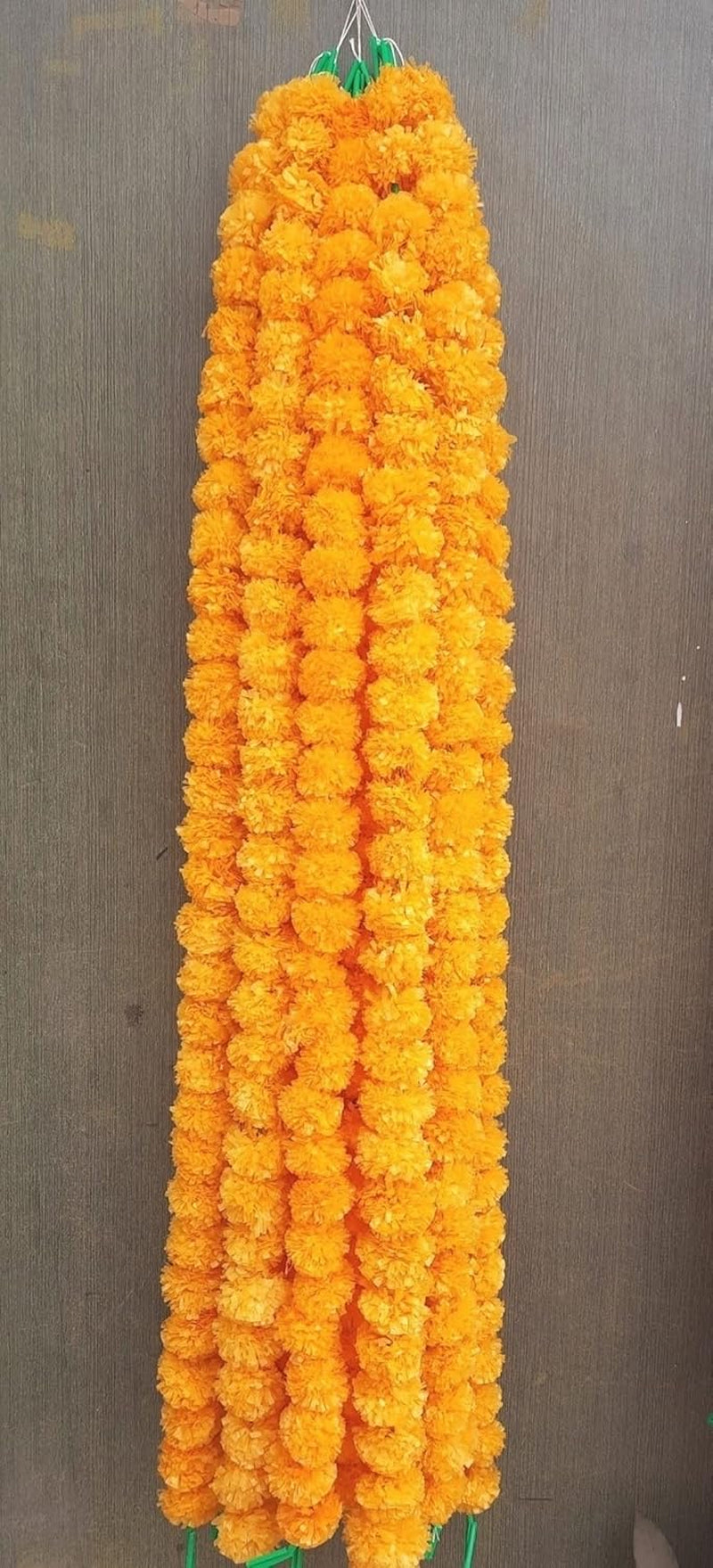 10 PC - 5 Feet Light Orange Marigold Garland |Indian/American Wedding Party Mantle Decoration, Faux Garlands Wedding Garland, Diwali Decoration, Spring Bush Floral!