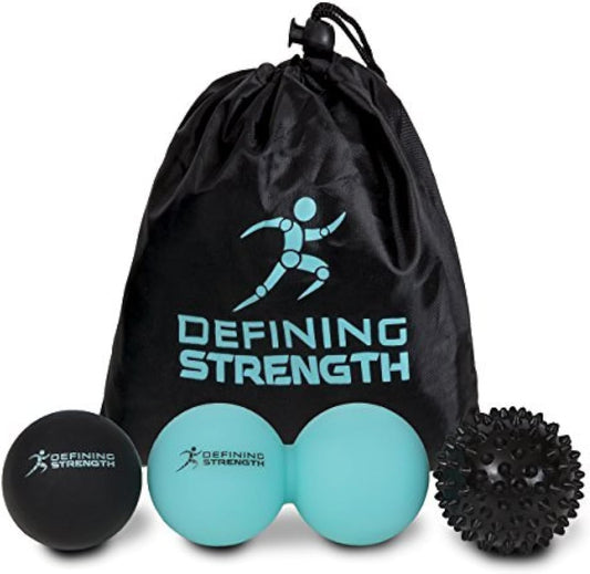 Top 3 Massage Balls Set, Spiky, Lacrosse Ball, Peanut Roller Massager. for Self Myofascial Trigger Point Release, Physio Rehab & Back Muscle Knots
