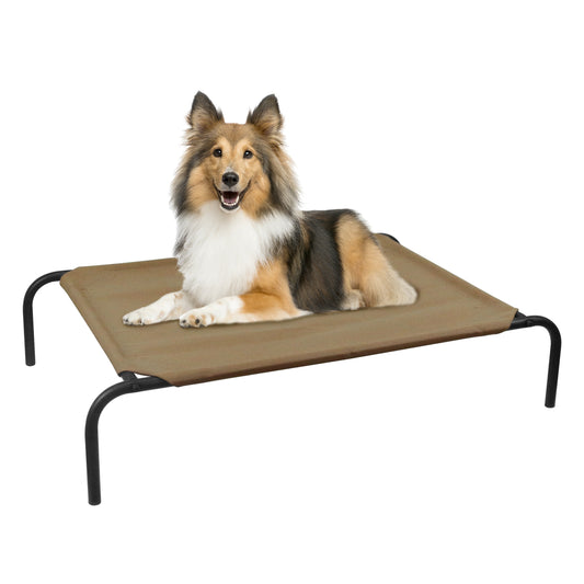 Elevated Dog Bed, Cooling Raised Dog Cot Bed, 43.5"L X 25.5"W X 7.8"H (Medium, Brown)